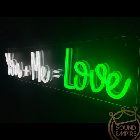 Neon LED Sign - "You + Me = Love"